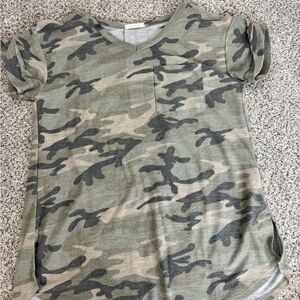 12 Pm By Mon Ami Camouflage Short Sleeve Tee in Olive